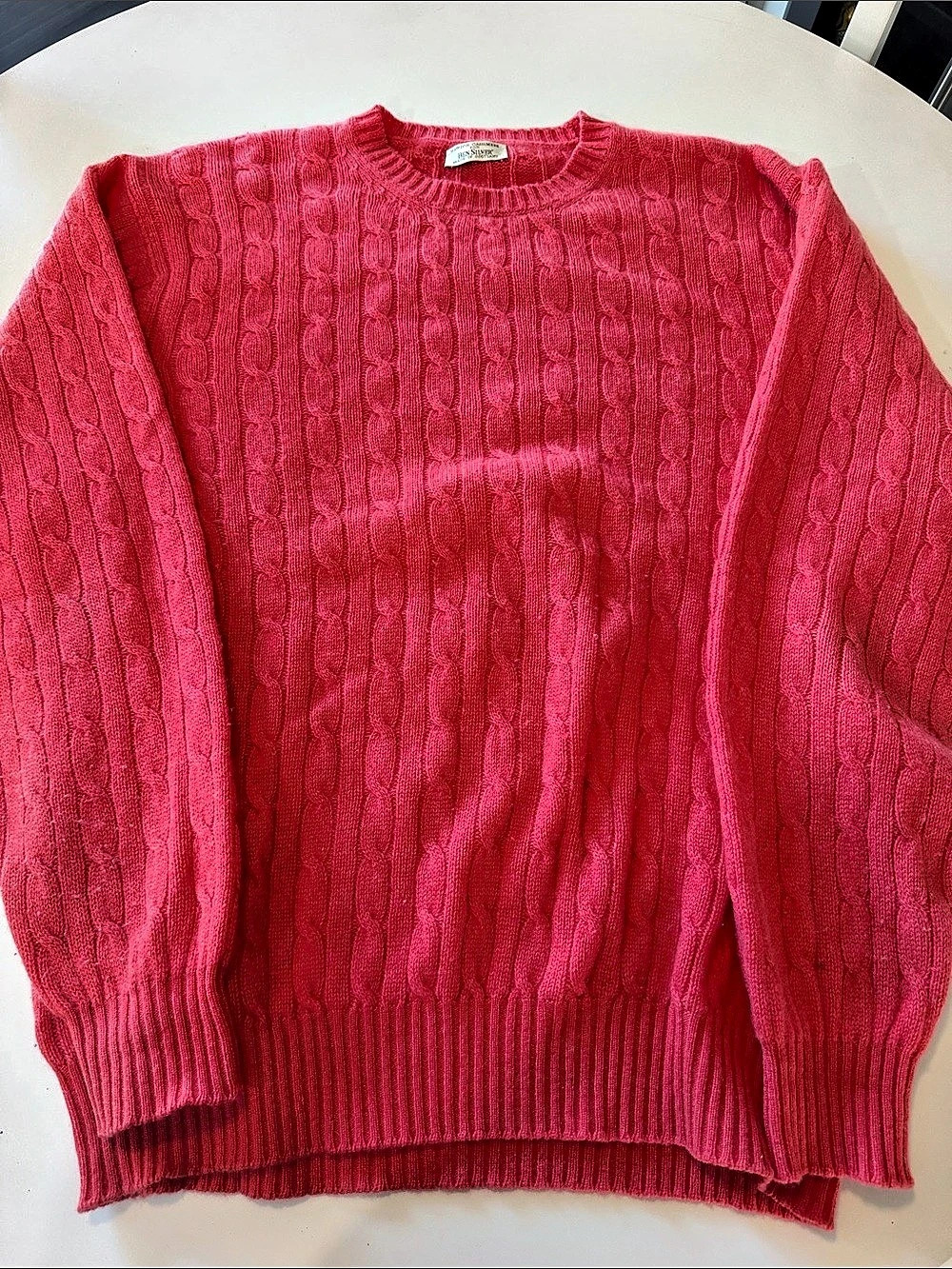 Ben Silver Hawick Cashmere for Ben Silver Cable Knit Crewneck Sweater Cable Knit